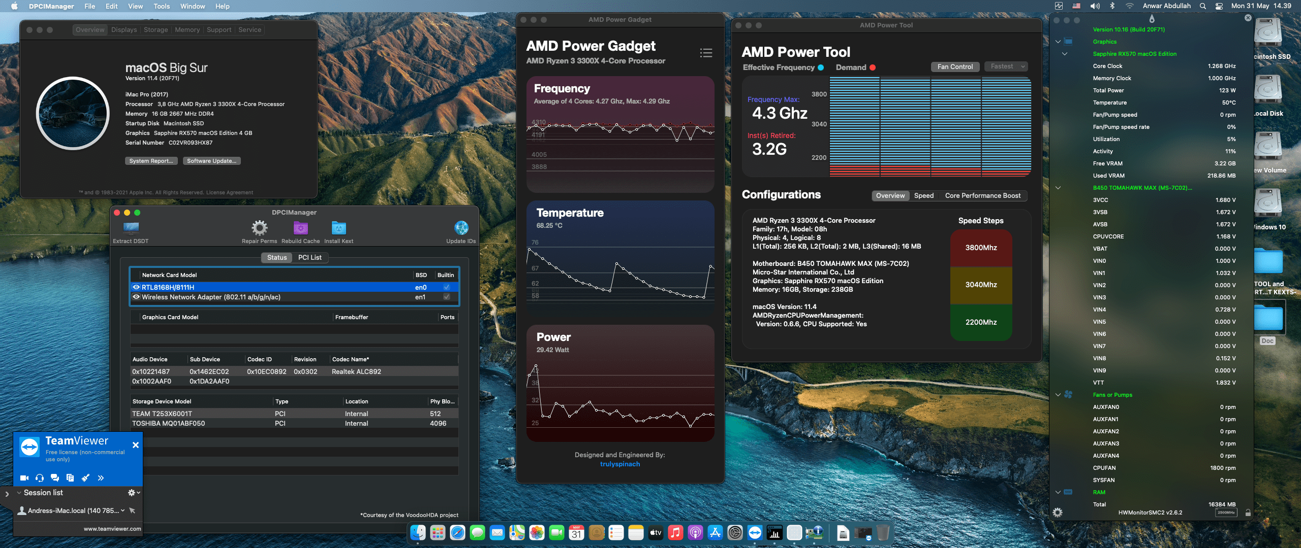 Success Hackintosh macOS Big Sur 11.4 Build 20F71 in MSI B450 Tomahawk Max + AMD Ryzen 3 3300X + Sapphire RX 570